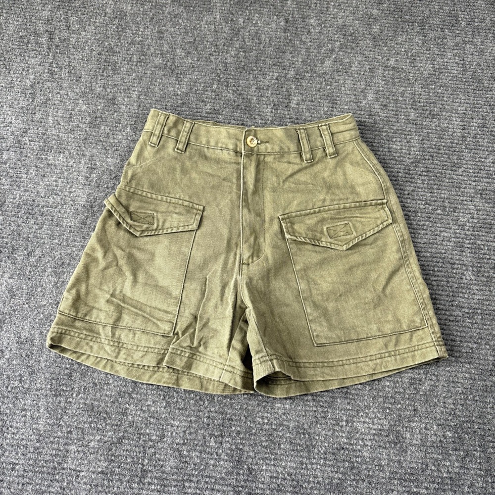 Indeed! Vintage Womens High Waisted Cargo Shorts Olive Green Cotton Size 5 4147